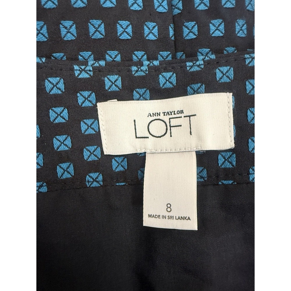 Ann Taylor LOFT‎ Skirt Geometric Print Teal Blue Black Womens Size 8 - Picture 3 of 8